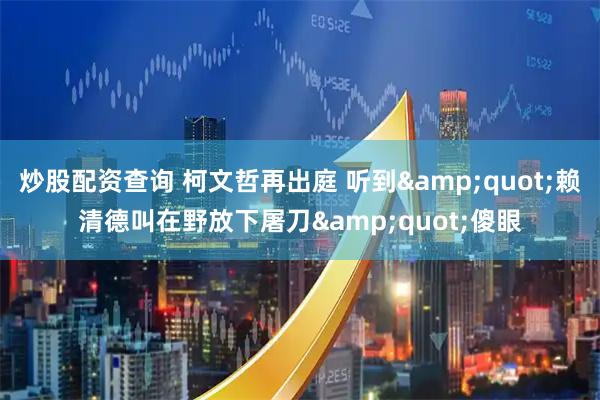 炒股配资查询 柯文哲再出庭 听到&quot;赖清德叫在野放下屠刀&quot;傻眼